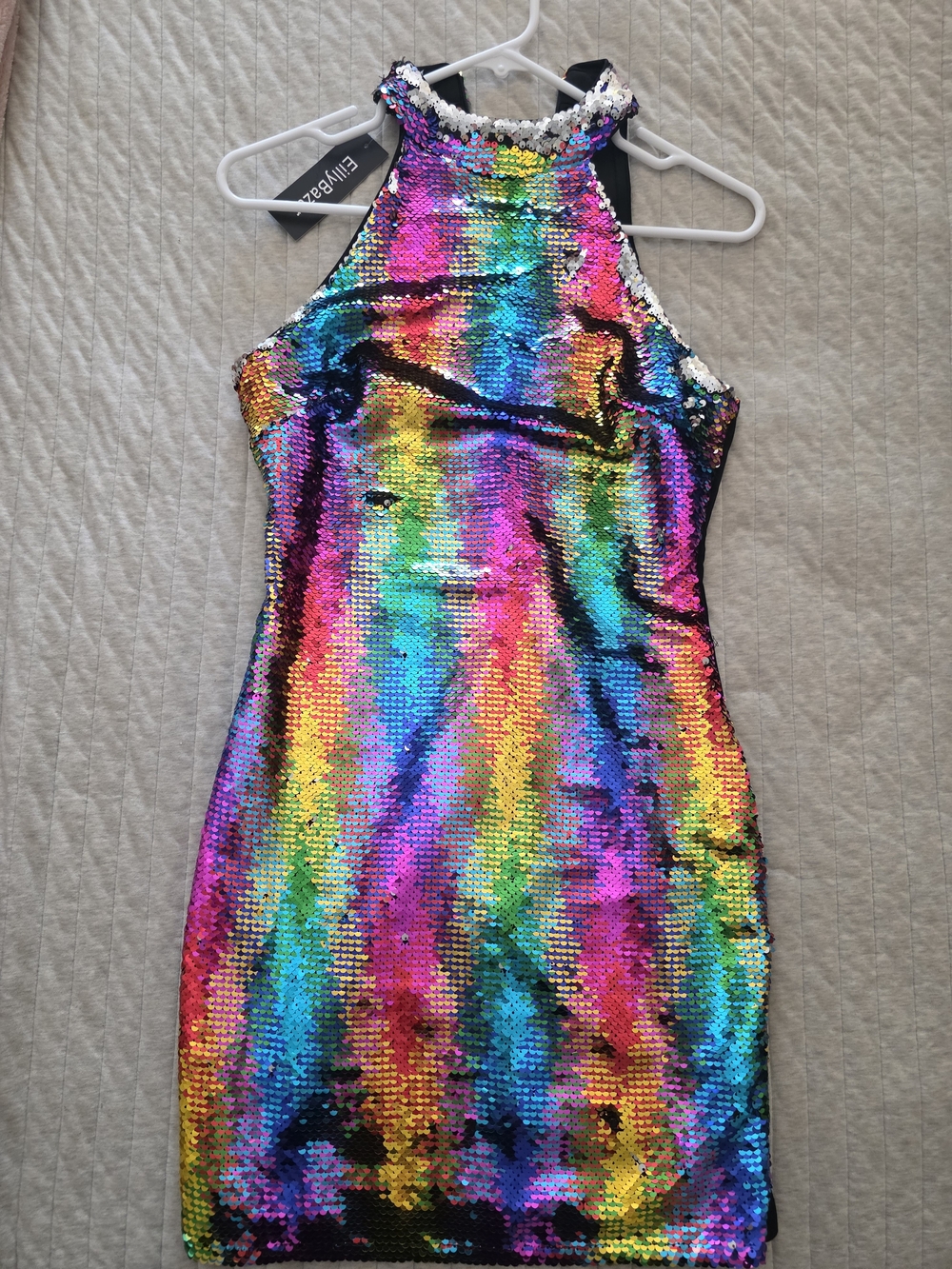 Sequin Halter Rainbow Bodycon Dress - Multicolor